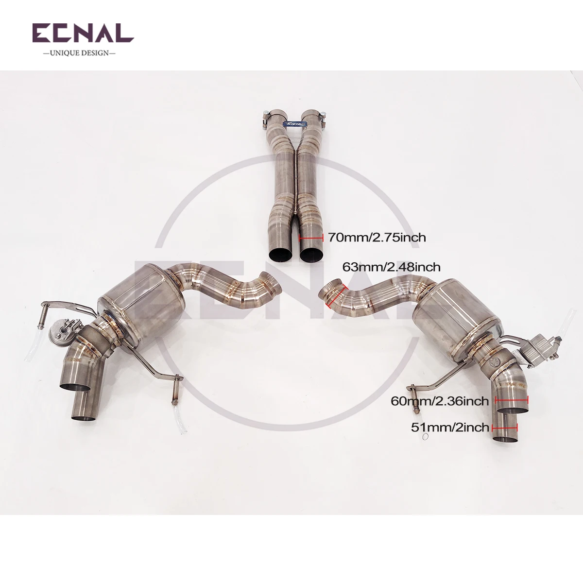 Ecnal Exhaust Gintani Titanium Alloy Catback Pipe with Valve Muffler Sport Exhaust System for Ferrari California 4.3L