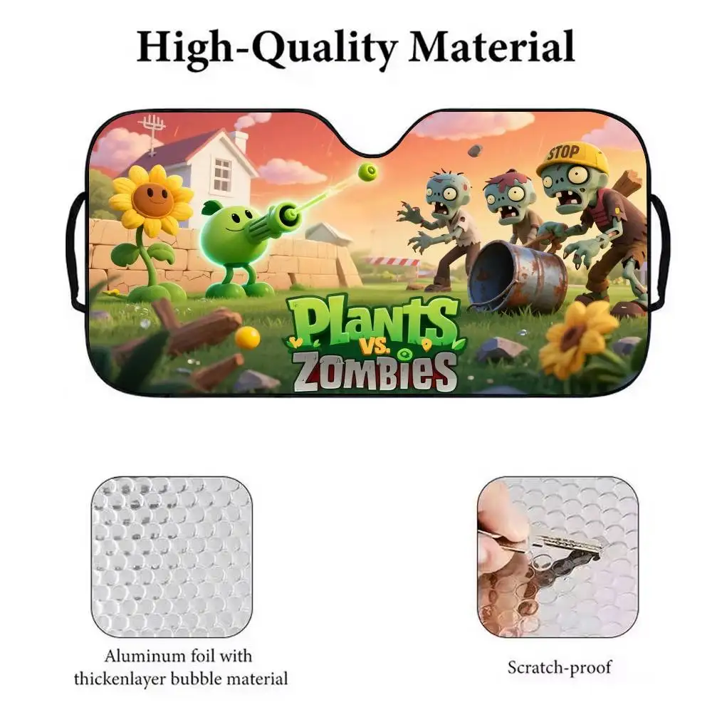 لعبة P-Plants vs Z-Zombies Car Sunshade Parasol زجاج السيارة الأمامي الشمس الظل حماية من الأشعة فوق البنفسجية ومبرد داخلي