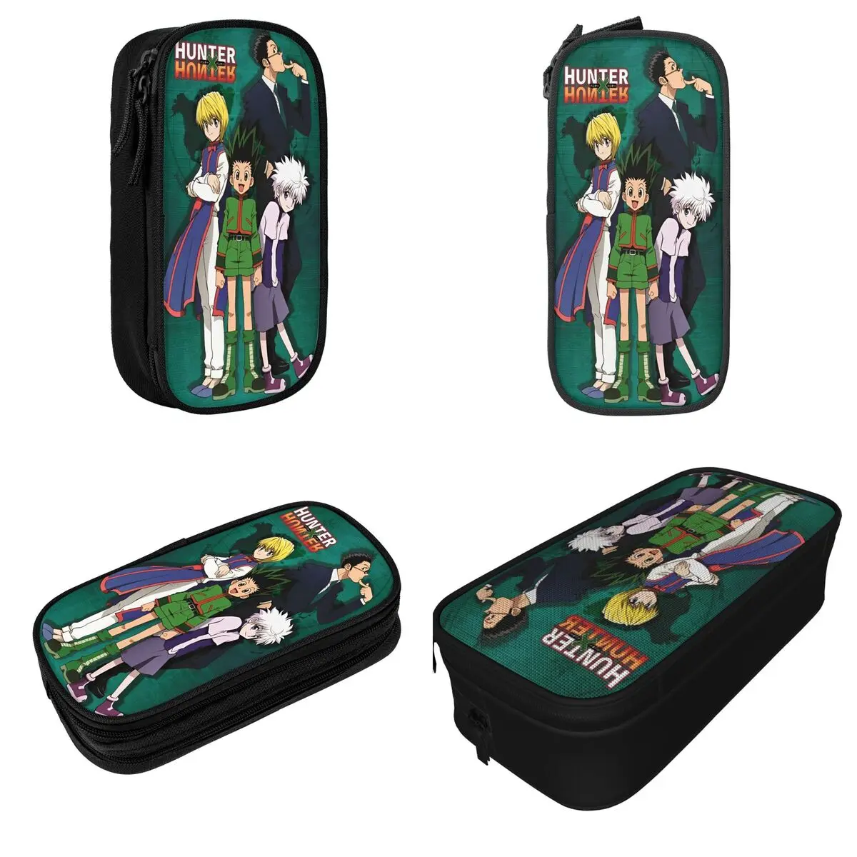 Imagem -02 - Hunter x Hunter Anime Lápis Cases Lovely Cartoon Caneta Titular Bolsas para Estudante Grande Armazenamento Material Escolar Zíper