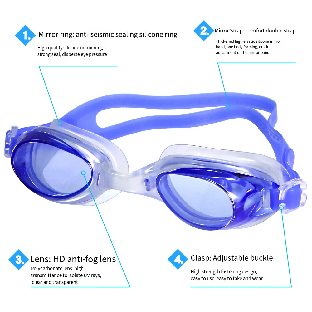 Anti Fog Waterproof Swimming Goggles Swiming Pool Swim Sport Water Glasses Eyewear with Bag for Men Women Boys Girls