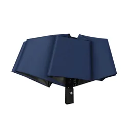 Travel Umbrella Sun Rain 3 Fold 8 Ribs Button Operation Light Weight Umbrella For Women Girl Daily Men Navy Blue