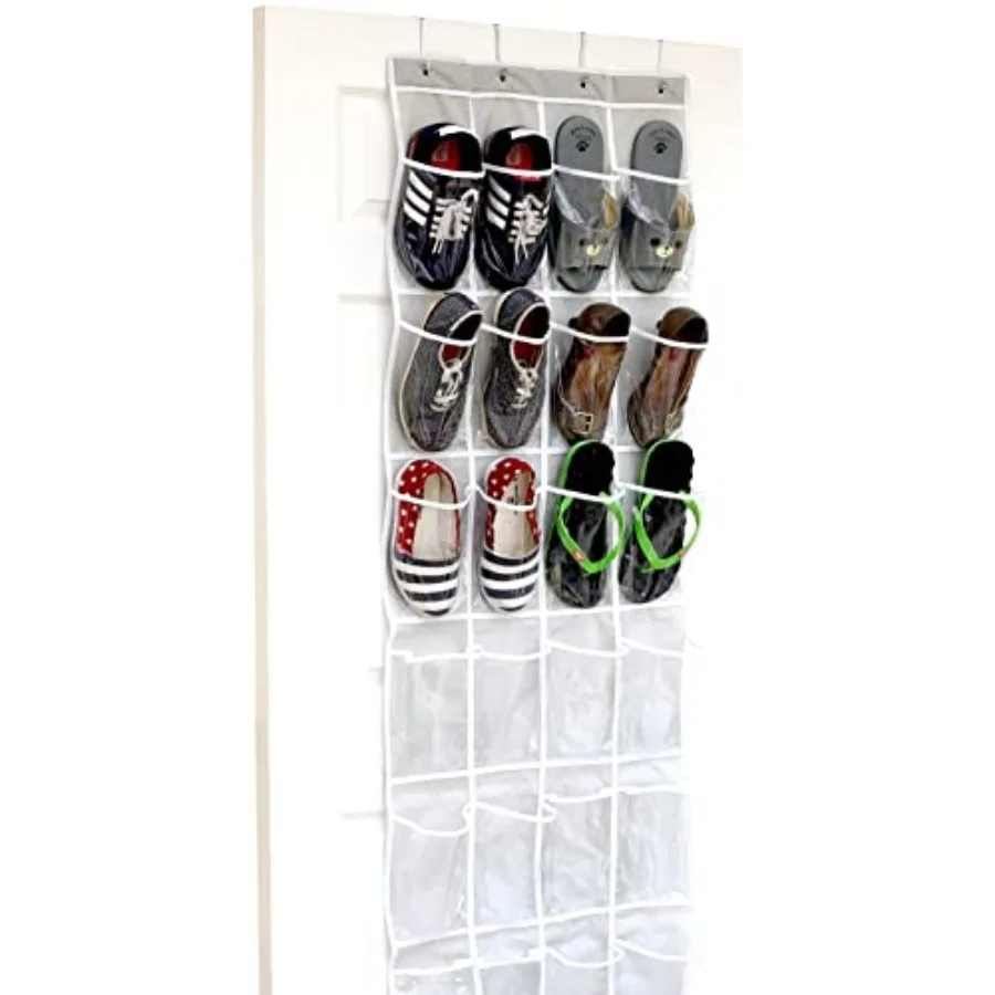 

24 Pockets - Crystal Clear Over The Door Hanging Shoe Organizer, 64'' x 19