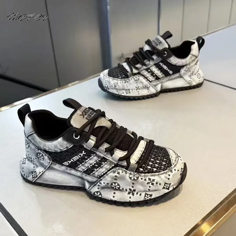 Chunky Sneakers Men Designer Cover Bottom Board Shoes Fashion Casual Leather Fabric Breathable Increased Internal Platform Shoes