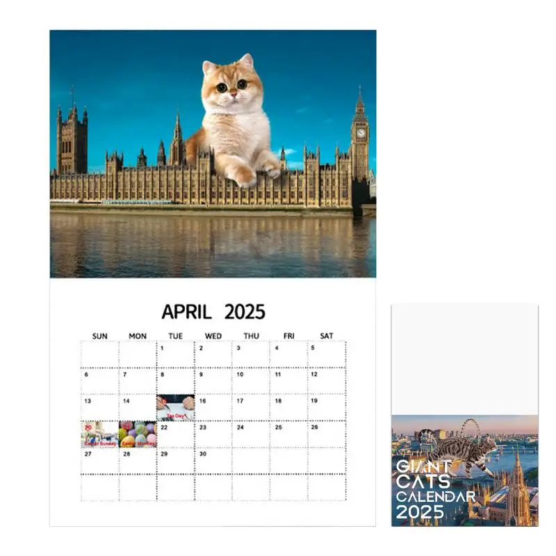 2025 Cat Monthly Wall Calendar Fun Urban Big Cat Wall Calendar 12 Month Hangings Cats Rule The Earth Family Planner Vertical