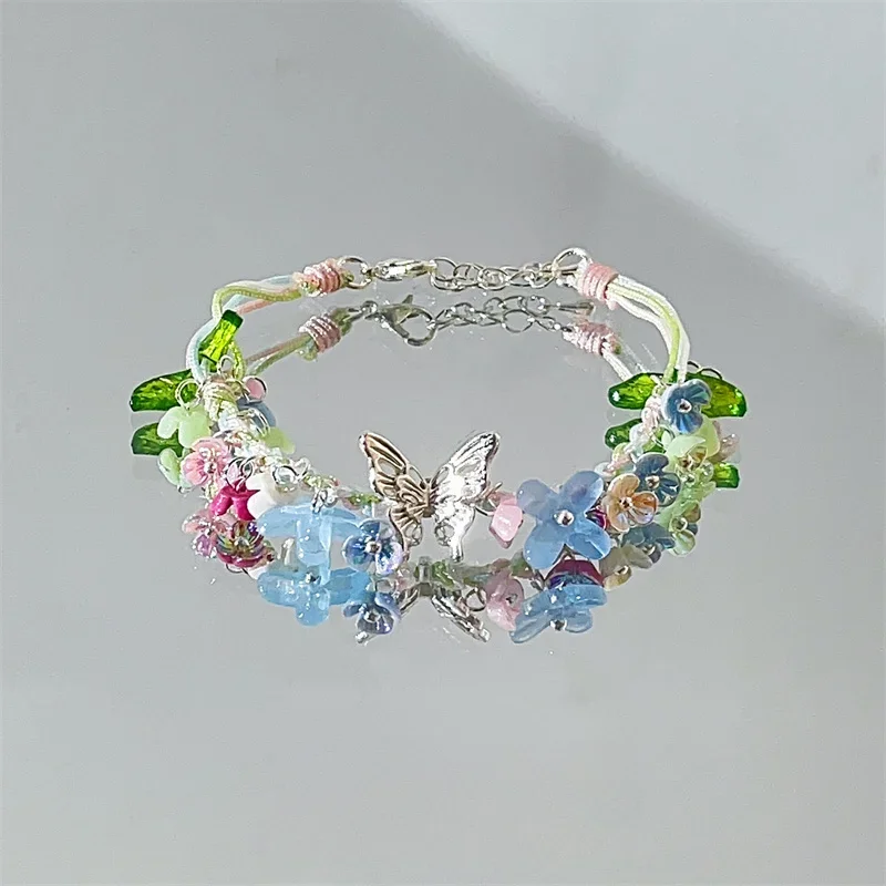 

Dopamine Color Flower Butterfly Bracelet Women's Light Luxury Niche Exquisite High-value Student Party Jewelry