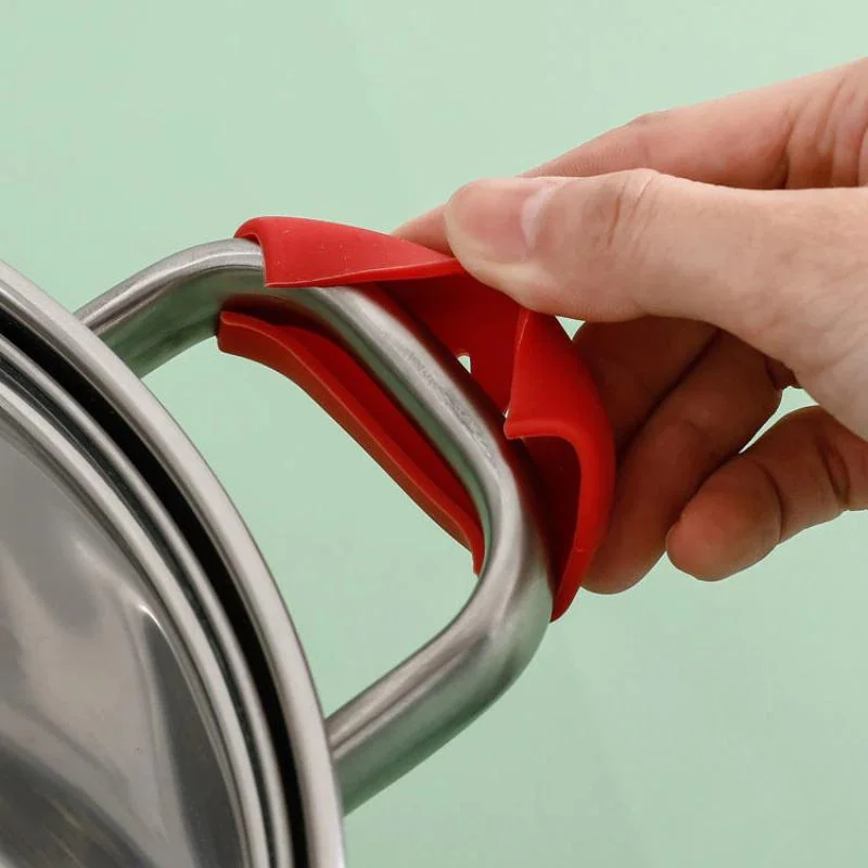 2 Pcs Silicone Pan Handle Cover Heat Insulation Covers Pot Ear Clip Steamer Casserole Pan Handle Holder Non-slip Kitchen Tools view 4