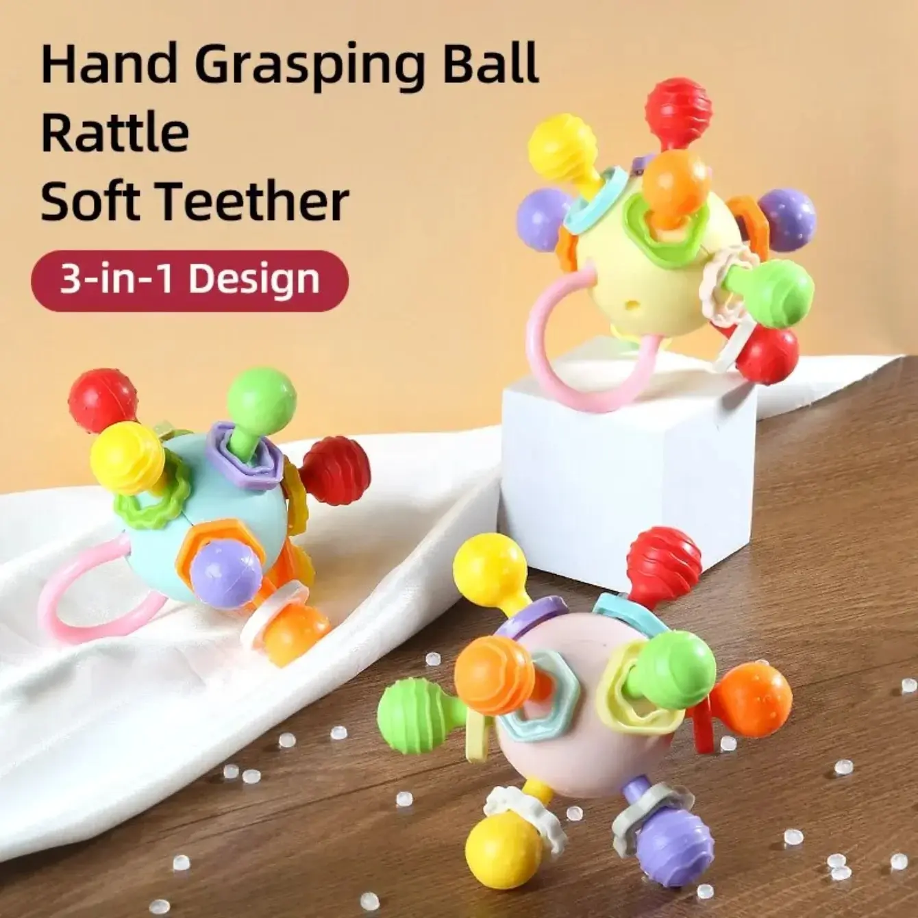 Teether Round Soft Silicone Hand Grip Ball Chewable Children\'s Teeth Soothing Toys Baby Sensory Toys Newborn Gift