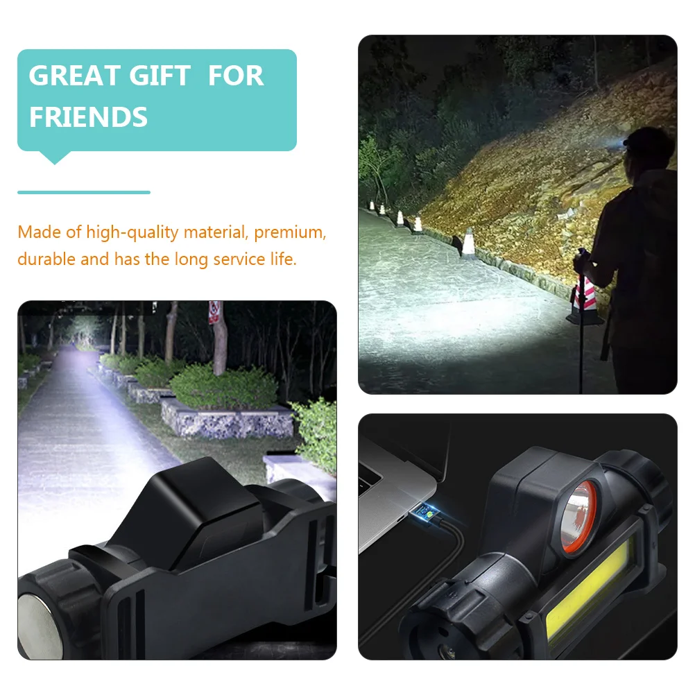 

Head Mounted Flashlight ABS Rechargeable LED Torch Large Capacity USB Charging Camping Hiking Fishing Outdoor