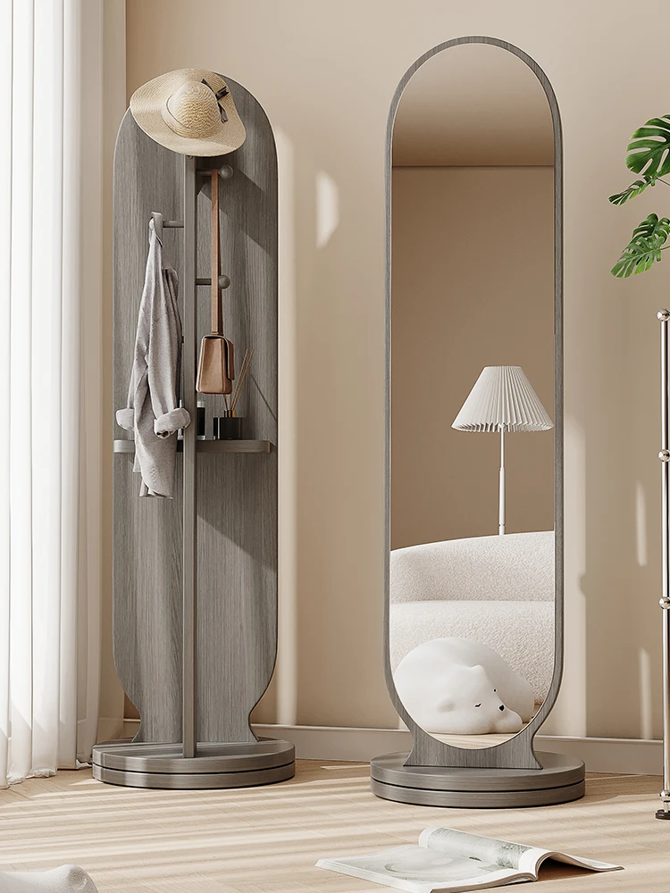 Rotating full-length mirror Full-body floor mirror Home bedroom Hanging coat rack Integrated fitting