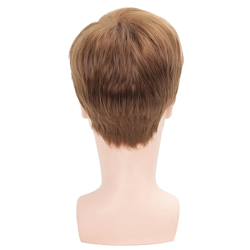 SQRDGQ Synthetic Hair Straight Wigs For Men  Blonde Brown Wig Male Short Natural Wig With Bangs Cheap Wigs on Clearance