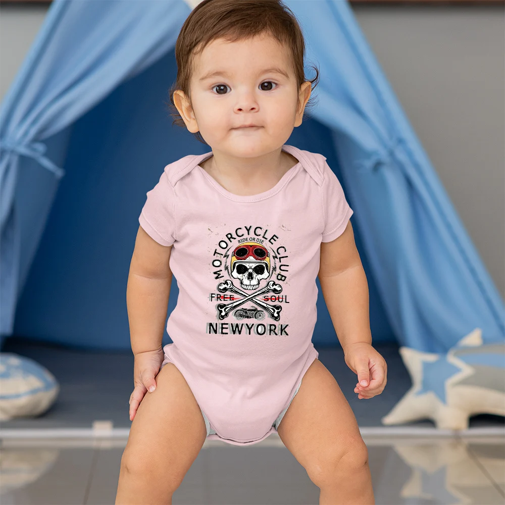 Motorcycle Club Punk Harajuku Toddler Baby Rompers United States Fashion Hipster Streetwear Newborn Clothes Infant Onesies