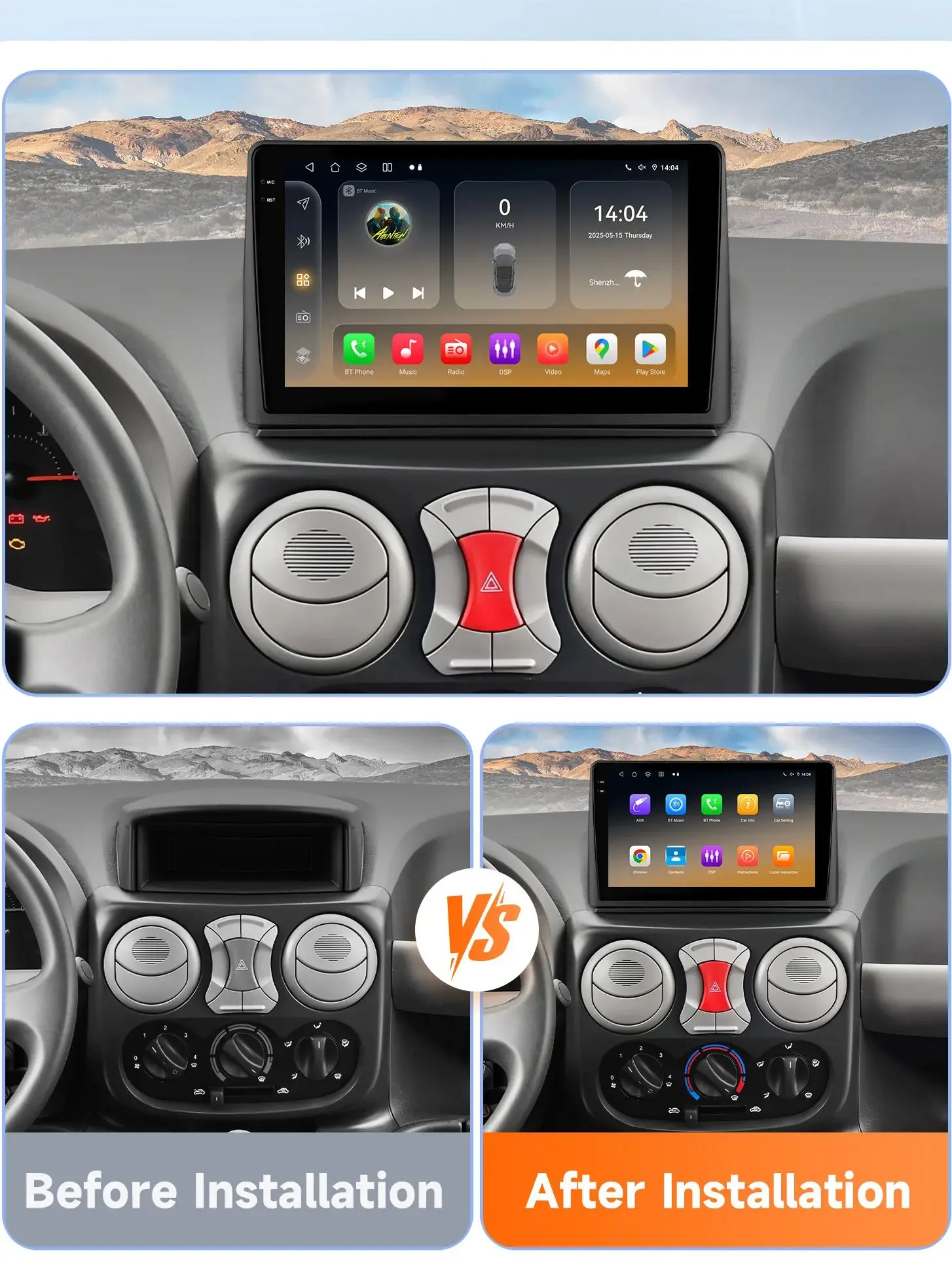 2Din 360-Kamera 8G+128G Android 14 Autoradio für Fiat Doblo 2002-2009 Auto-Multimedia-Player Intelligenter Bildschirm Autoradio Carplay
