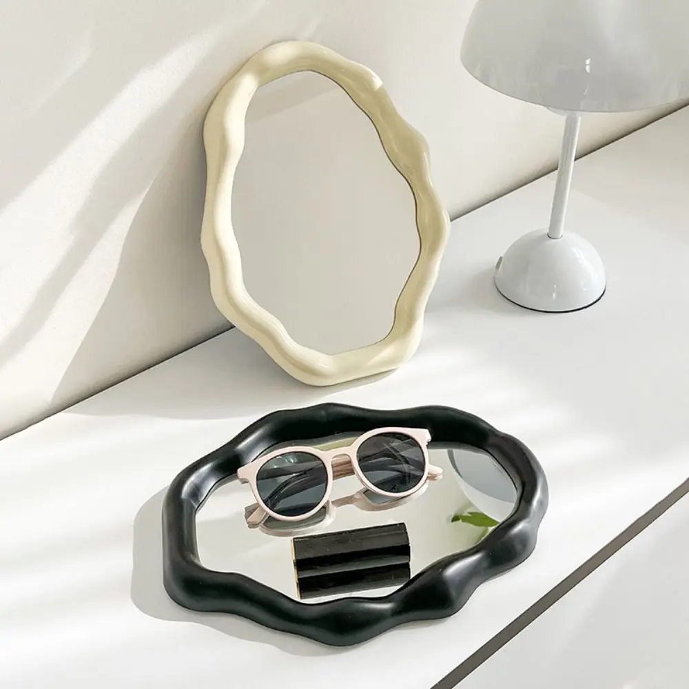 

INS Irregular Standing Mirror Folding Decorative Desktop Makeup Mirror Electroplate Light Luxury Clouds Vanity Mirror Study