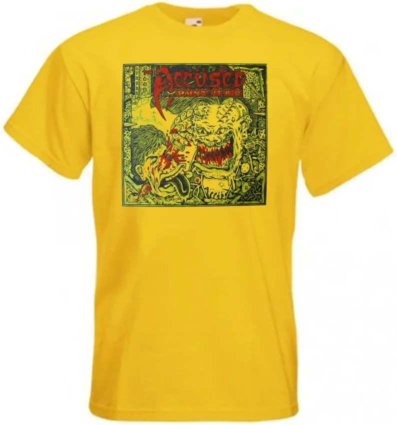

The Accused Paint In Red T-shirt yellow hardcore metal all sizes S-5XL