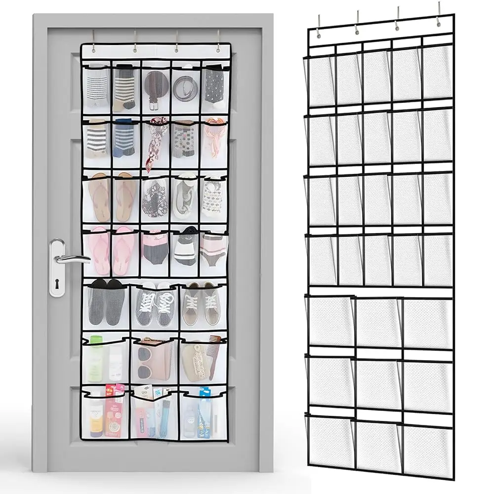 Extra Large 29 Pockets Over the Door Shoe Organizer 20 Regular 9 Large Breathable Mesh Pockets Hanging Shoe Rack Organizer f