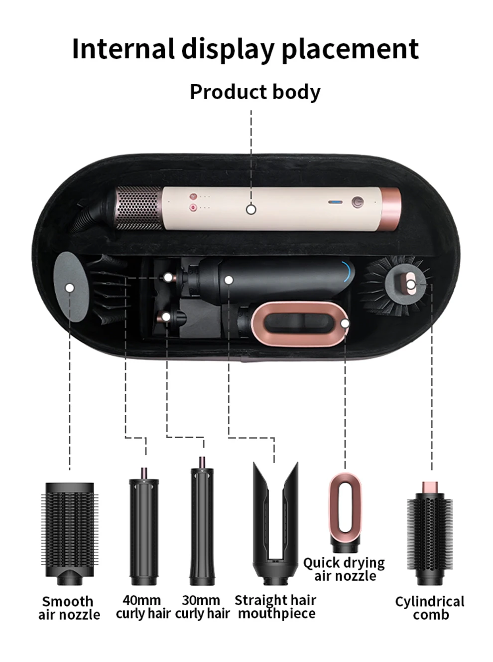 Luxuriöse Leder-Geschenkbox für Dyson HS09 Haartrockner, Lockenstab, Styler, Aufbewahrungstasche, 5 Farben, wasserdicht, staubdicht, Organizer – Detail 3