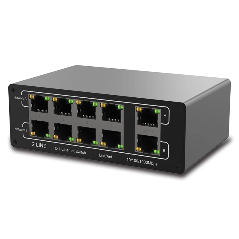 Network Gigabit 8-Port Network Sharer RJ45 Expansion Gigabit Network Port Network Splitter Simultaneous Internet Access-ABVK