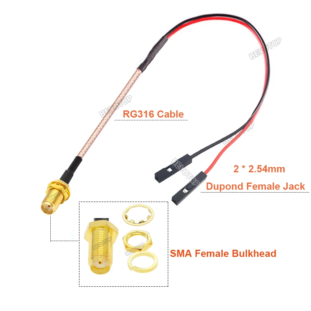 1PCS SMA to DuPont Cable SMA Male / Female to DuPont 2.54mm Female Jack RG316 Test Extension Jumper BEVOTOP Custom-made