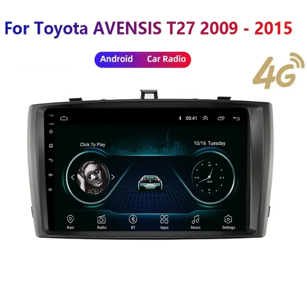 2 Din Android 13 Car Stereo Radio DVD GPS Multimedia Video Player 5G WiFi Camera DSP Carplay For Toyota Avensis black 2008-2015