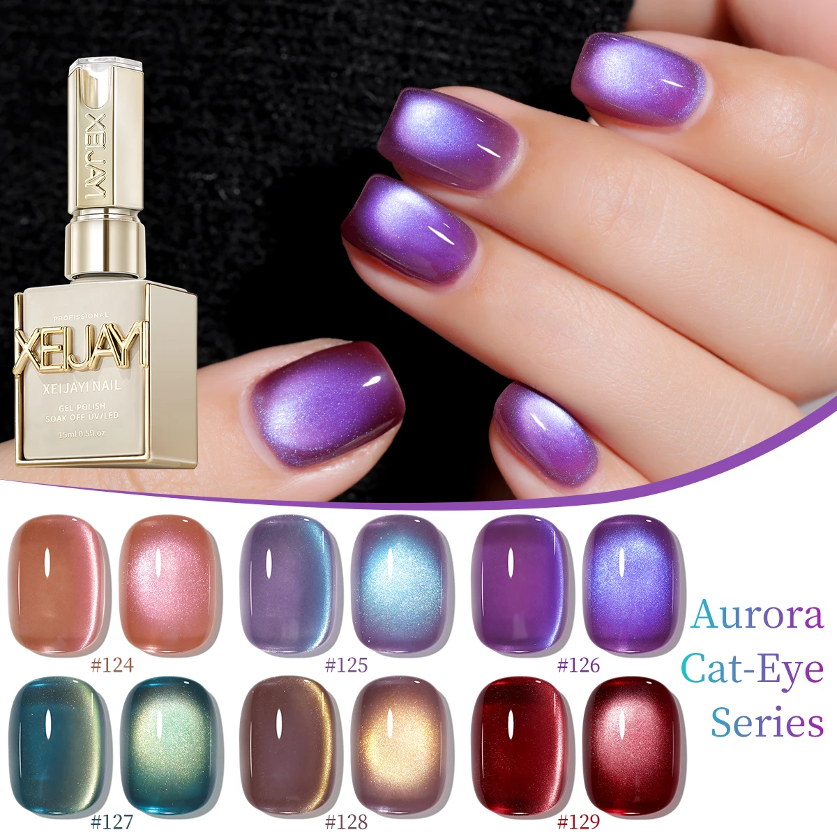 

6pcs Aurora Cat Eye15ml Gel Nail Polish Set Glitter Sequins Nail Polish Set Kit Soak Off Uv Varnish Nail Art For Manicure Nail