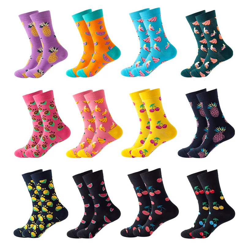 10pcs=5 Pairs Neutral Cool Funny Hiphop Casual Pastel Pack Long Tube Set Men Fashion Print Harajuku Cotton Sports Running Socks