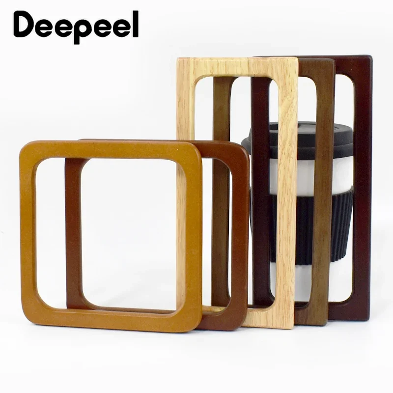 

2/4Pcs Deepeel 14/20cm Square Wooden Bags Handle Purse Frame DIY Sewing Brackets Handles for Making Handbag Woven Bag Accessory