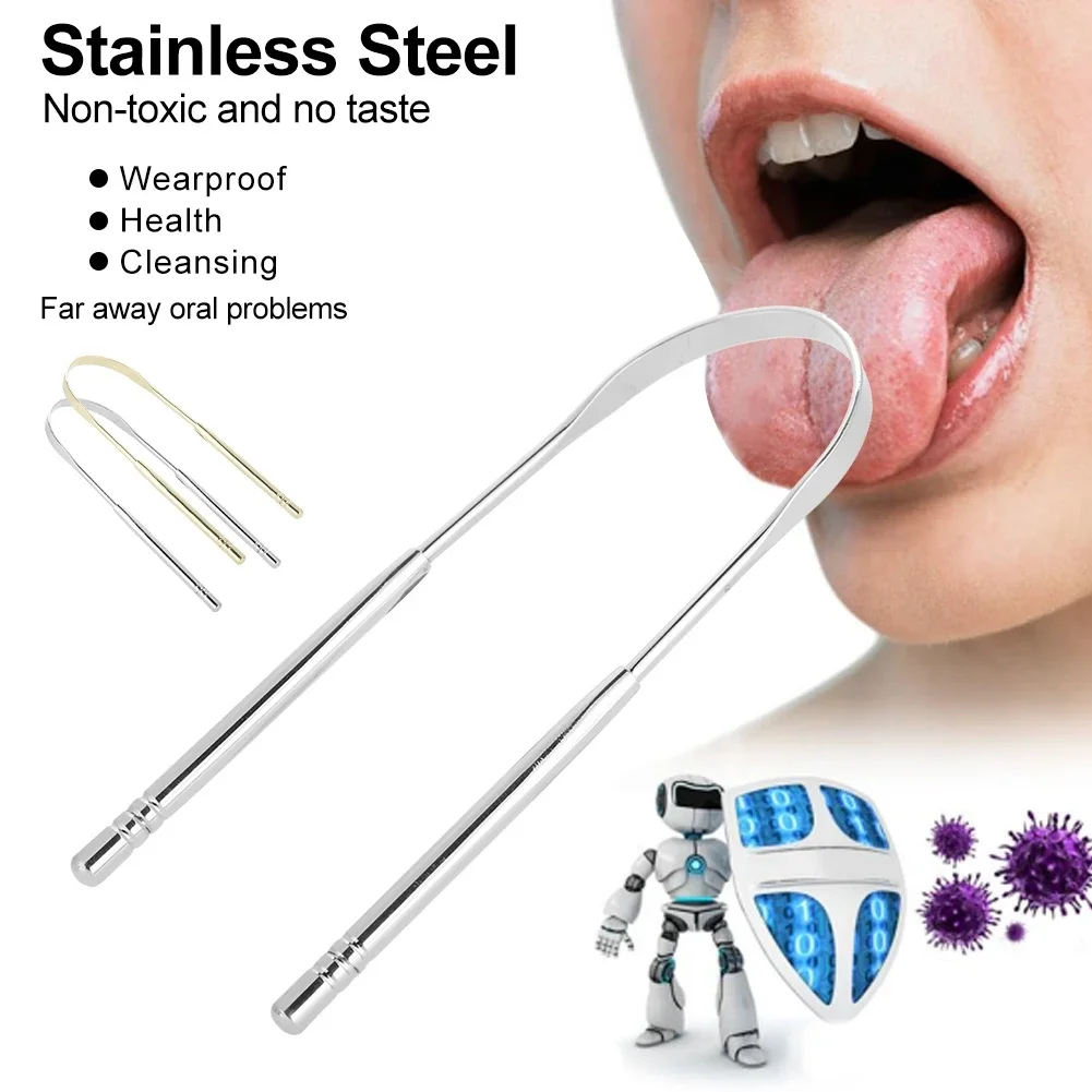 1 Pcs 304 Stainless Steel Fresh Breath Toothbrush Tongue Cleaner Scraper Prevent Gum Disease Oral Dental Care Hygiene Care Tools