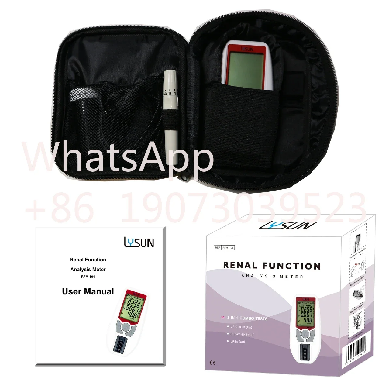 Lysun Kidney Function Test Renal Function Meter Uric Acid+creatinine+urea 3in1test Analyzer with Lab Quality for Clinic Use