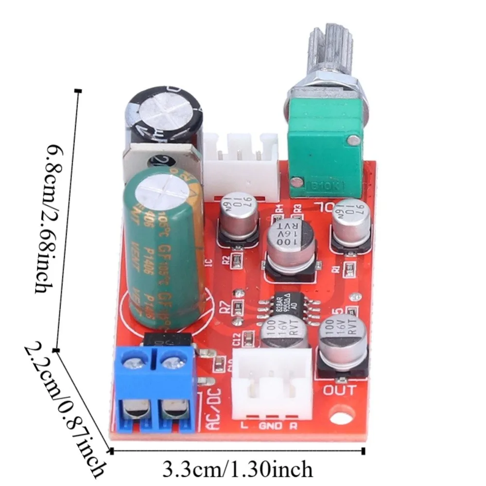 AD828 Chip Preamplifier Board DC9-24V/AC8-16V Stereo Audio AD828 Amplifier Board Single Power Electronic Components view 6