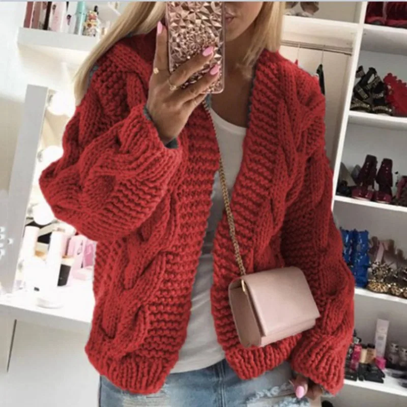 

Autumn New Knitted Solid Women's Hooded Cardigan Winter Fashion Casual Loose Cardigan Sweater for Women Y2k Streetwear