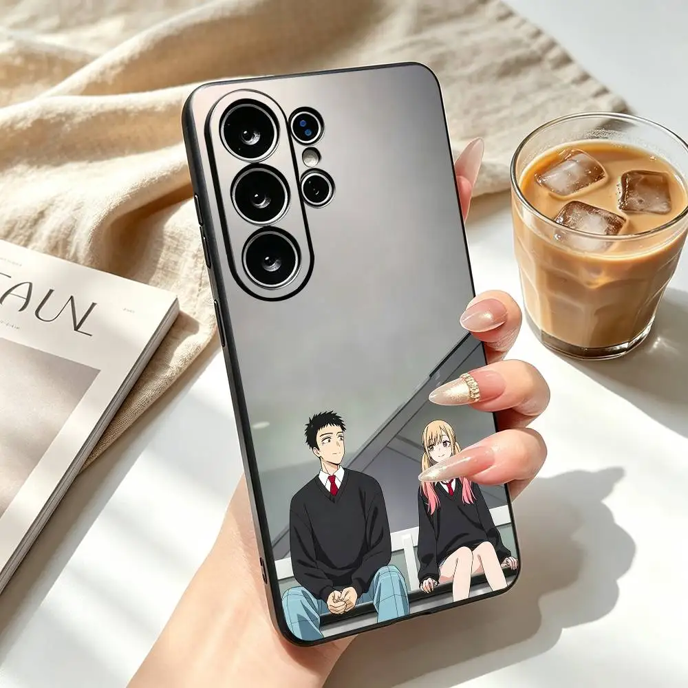 Funda para teléfono con diseño de anime de Marin Kitagawa y Gojo, de silicona suave, color negro, para Samsung S26, S25, S24, S23, S22, S21, S30, Ultra, Plus, Fe, Lite.