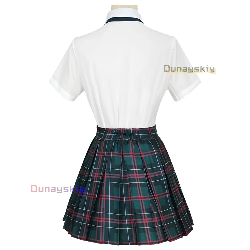 Anarquia cosplay calcinha & meia com cinta-liga calcinha traje peruca jk uniforme escolar gravata saia camisa branca acessórios de cabelo longo