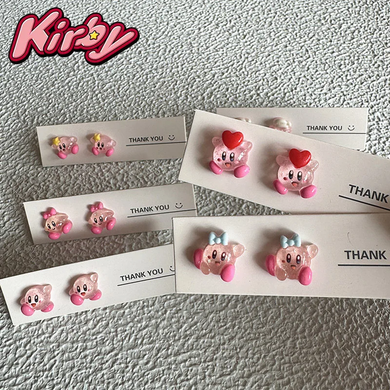 Kirby Mini Earing for Girl Women 925 Silver Cartoon Cute Earrings Korea Fashion Jewelry Piercing Ear Accessories Christmas Gift