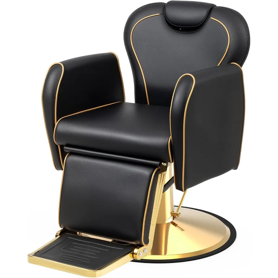 Professional Reclining Barber Chair, 360° Swivel Hydraulic Salon Chair, Heavy Duty 330LBS Capacity, All Purpose for Barbershop