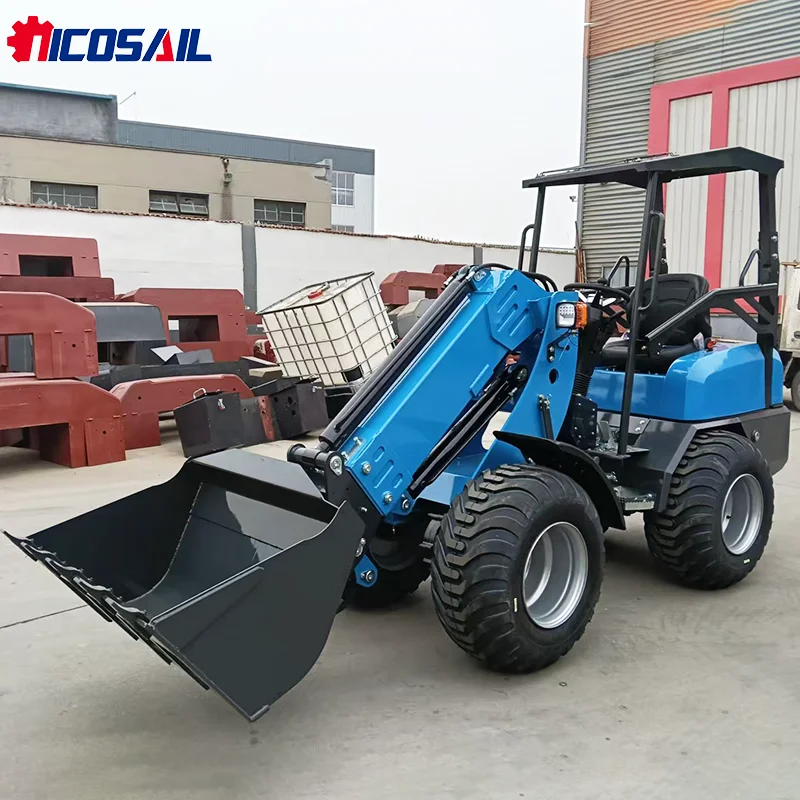 

Nicosail Mini Wheel Loader 4 Wheel Steering Mini Telehandler Telescopic Boom Loader with 2Ton Load