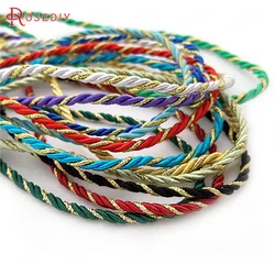 20 Meters 3MM 4MM 5MM Gold Color Thread and Color Polyester Three Strands Twisted Rope Cords Diy Jewelry Findings Accessories