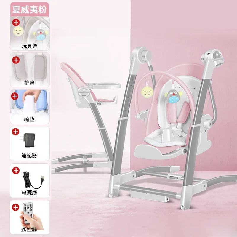 2-in-1 Baby High Chair and Rocker, Electric Infant Swing Adjustable Chair Multifunctional Cradle for 0-3 Years Safe Rocking Seat