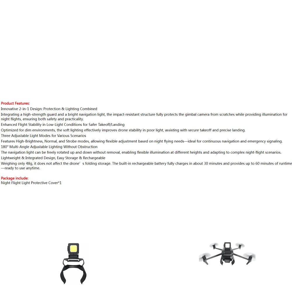 

Светодиодный навигационный фонарь 2-в-1 и защита для подвеса (гимбала) для дрона DJI Mavic 3 Classic: противоударный защитный чехол с 3 режимами освещения