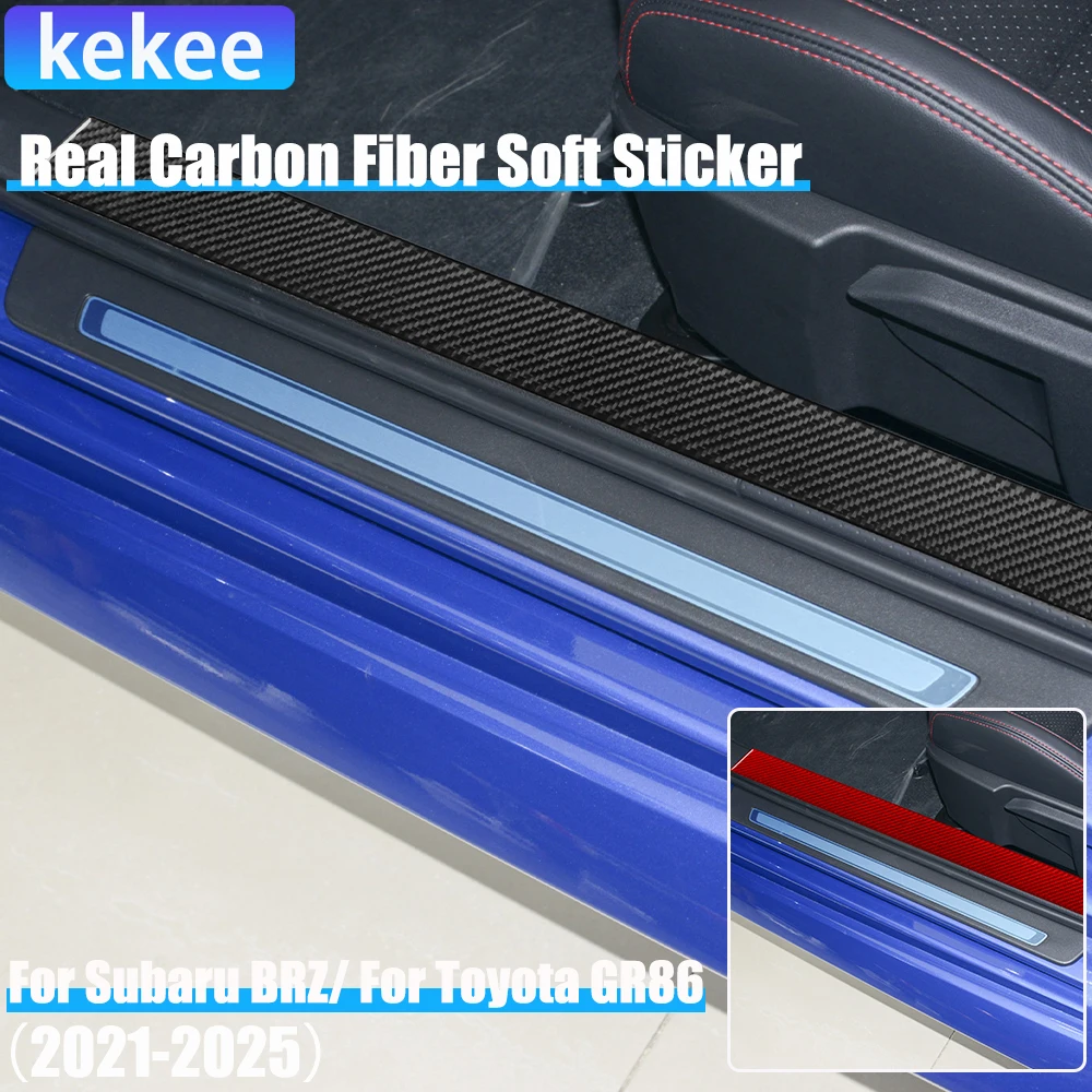 

Real Carbon Fiber Car Accessories Door Sill Panel Cover Soft Sticker For Subaru BRZ/ For Toyota GR86 2021 2022 2023 2024 2025