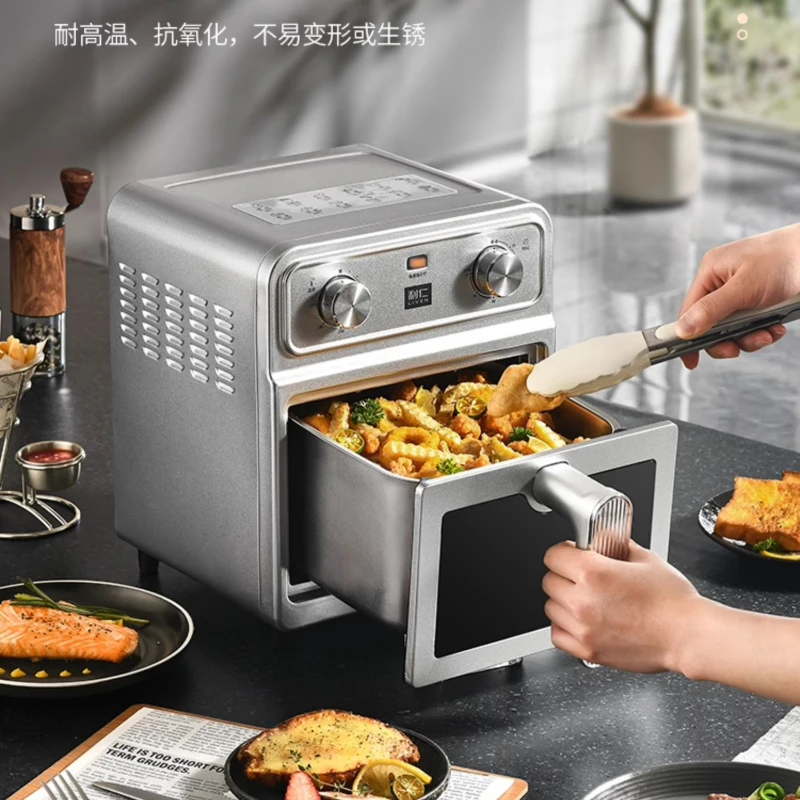 Stainless steel air fryer household 0-coating large capacity dual heat source visible electric fryer