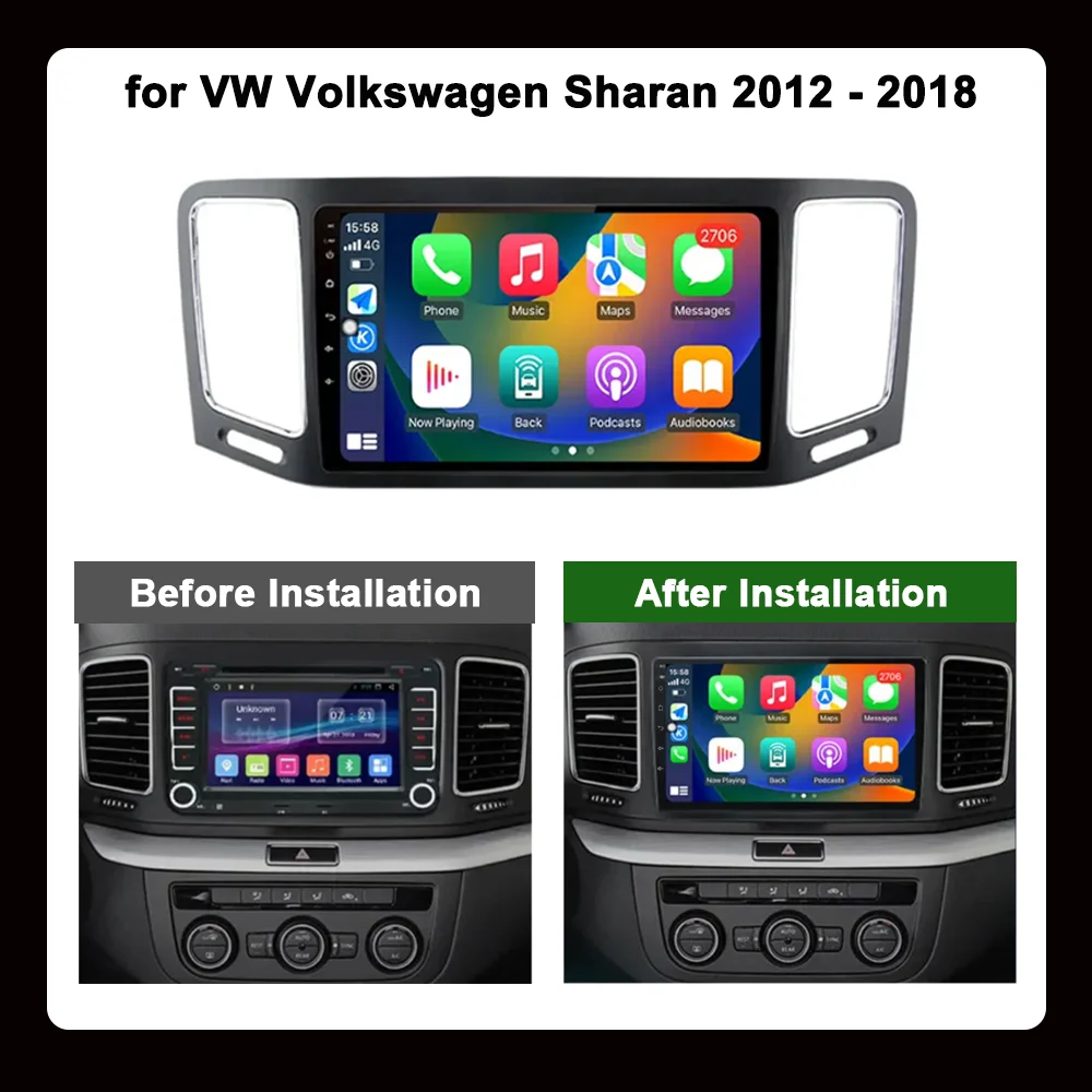 for VW Volkswagen Sharan 2012 - 2018 GPS Navi Android OS Car Radio Video Mulltmedia Audio Player WIFI IPS DSP Stereo NO 2 din 4G