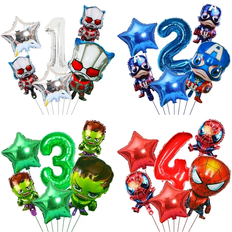 Globos de aluminio de la serie de Los Vengadores para niños, Marvel, Spiderman, Capitán América, Hulk, decoraciones para fiestas de cumpleaños, regalos para niños