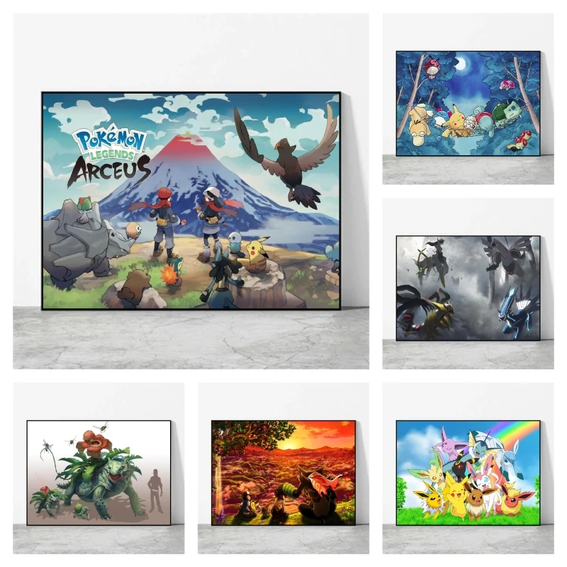 Anime-Ästhetik-Poster, Pokemon Pikachu, Kinderzimmer-Dekoration, Wohnzimmer, dekorative, moderne Bilder für Zuhause, Kindergeschenke, Wandkunst