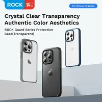 For iPhone 15 16 Pro Max Case Rock Space PC+TPU Shockproof Hybrid Guard Pro High Transparent Back Cover For iPhone 15 16 Pro