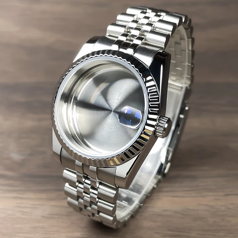 36mm/39mm Fluted Bezel NH35 Case For SK DJ Replacemet Part Sapphire Glass Stainless Steel Fit Nh35 Nh36 Movement Watch Case NH35 image 3