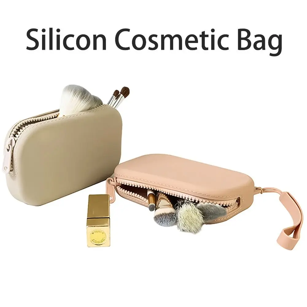 Silicone Organizer Cosmetic Bag Vintage Waterproof Smooth Zipper Earphone Bag Women Girls Wallet Coin Purse Travel Pouch