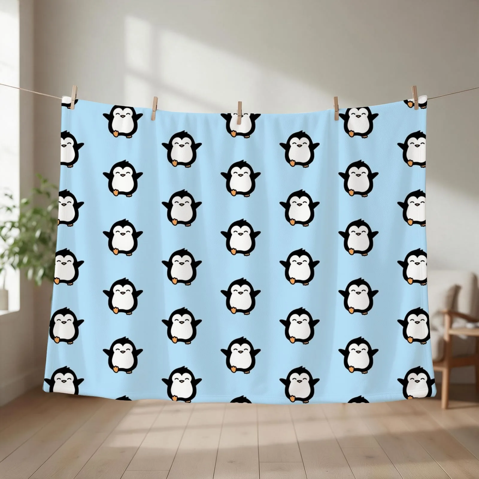 Penguin Throw Blanket couch cozy soft plush fuzzy picnic outdoor blanket