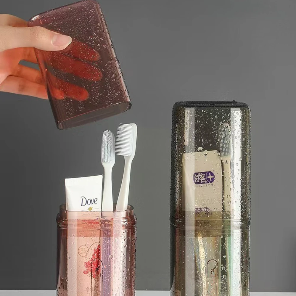 Toothpaste Toothbrush Holder Portable Wash Cup Storage Box Travel Bathroom Organizer Transparent Toiletries  Holder Mouthwash