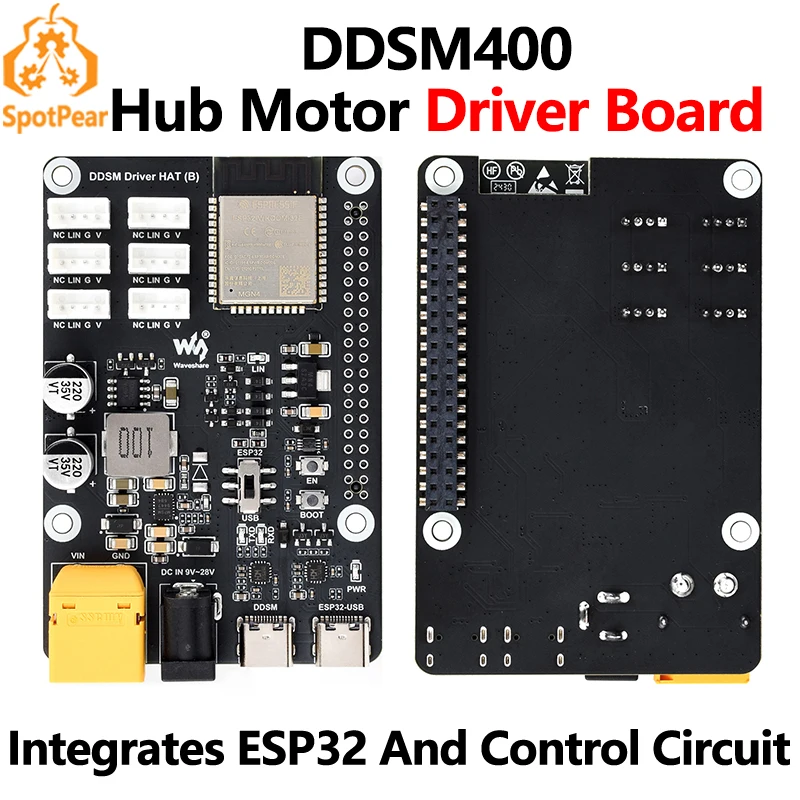 

Wi-Fi беспроводной драйвер двигателя ESP32 DDSM HAT для серводвигателей с прямым приводом для Raspberry Pi