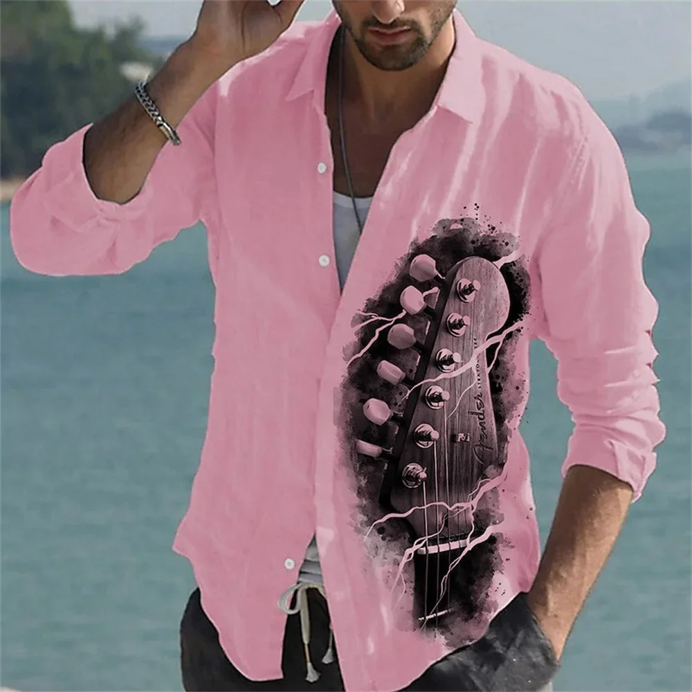 Camicia Casual a maniche lunghe da uomo stampata in 3d con grafica botanica 2023 camicia abbottonata estiva semplice da uomo a maniche lunghe per le